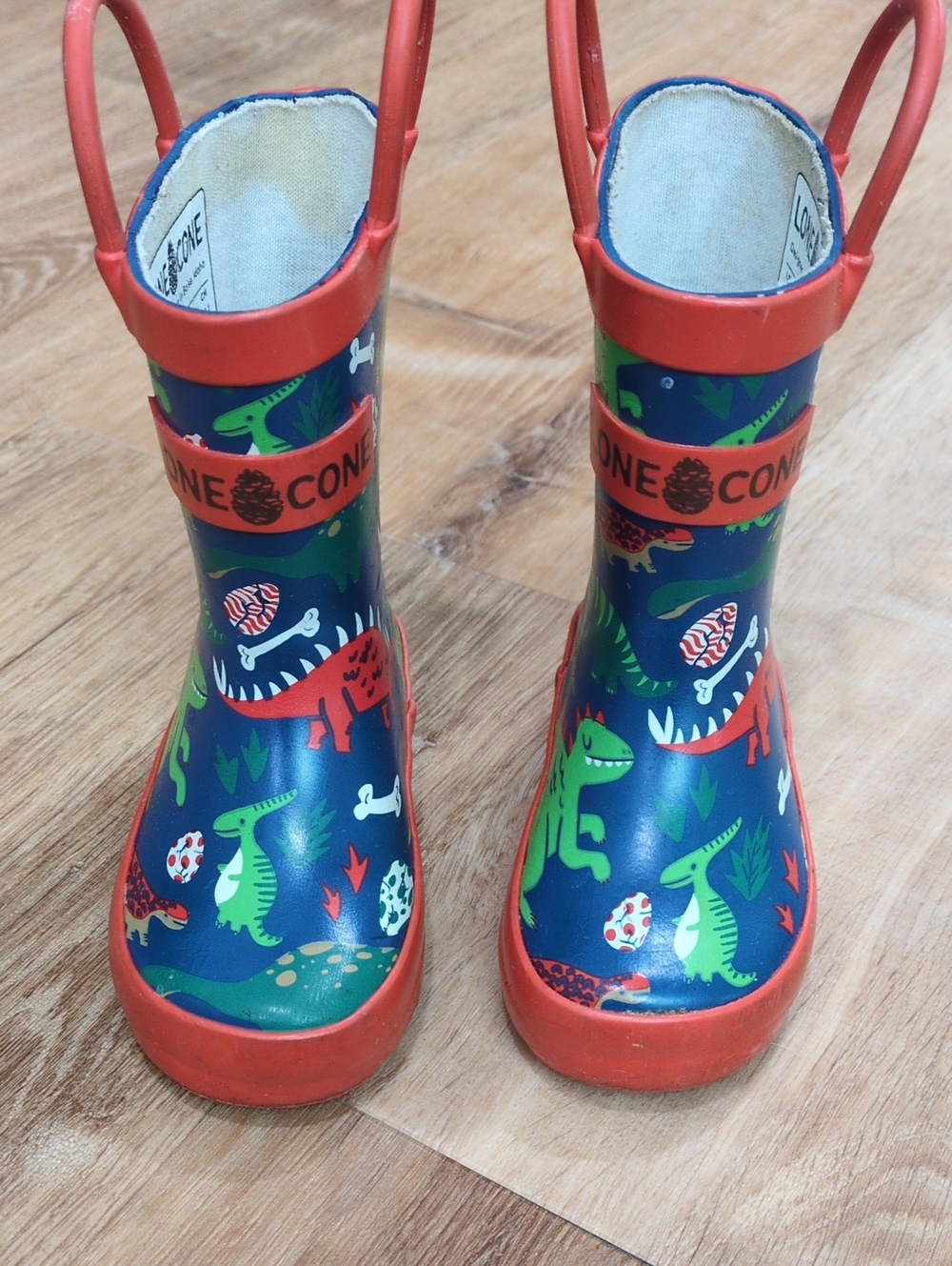 Lone Cone Dinosaur Rain Boots Blue & Red US 4